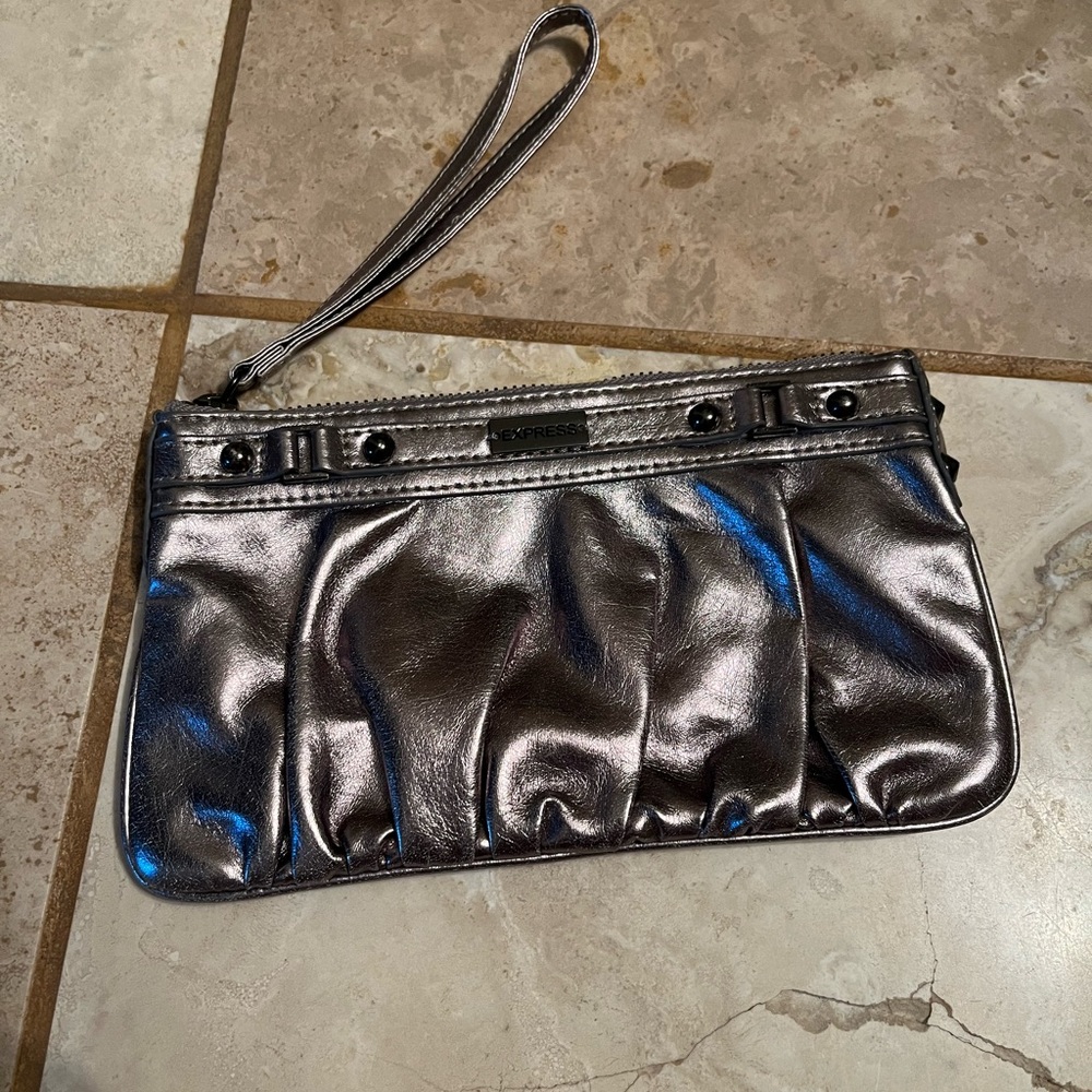 Chrome silver Express wristlet